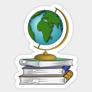 Books And Earth Globe Sticker